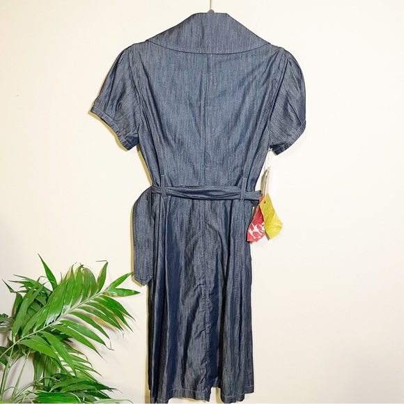 Level 99 Dark Wash Denim Trench Button Dress M New without tags - Picture 4 of 10